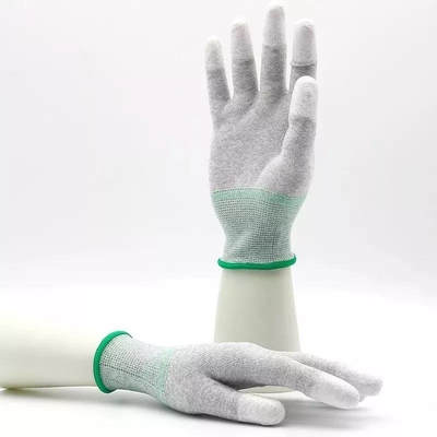 La fibre de carbone de 13 mesures a tricoté l'unité centrale blanche a enduit gants d'ESD de gants de travail d'anti