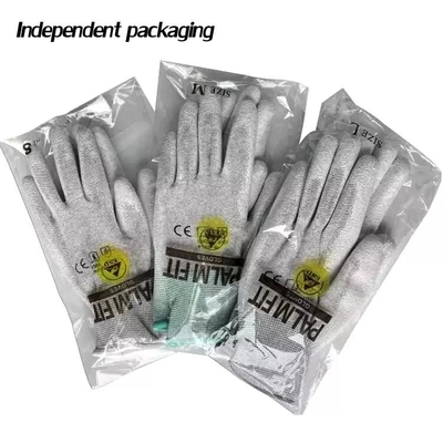 La paume enduite non pelucheuse d'unité centrale d'ESD d'anti gant statique d'ESD a adapté les gants antistatiques de travail de sécurité de fibre de carbone de gants