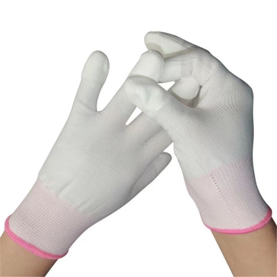 Anti gants statiques fonctionnants en nylon de travail 13 gants sans couture d'ESD d'ajustement de dessus de fibre de carbone de mesure