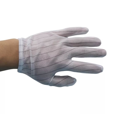 Anti gants fonctionnants statiques d'ESD de sécurité d'ESD d'unité centrale de dessus de fibre blanche en nylon de carbone pour le Cleanroom
