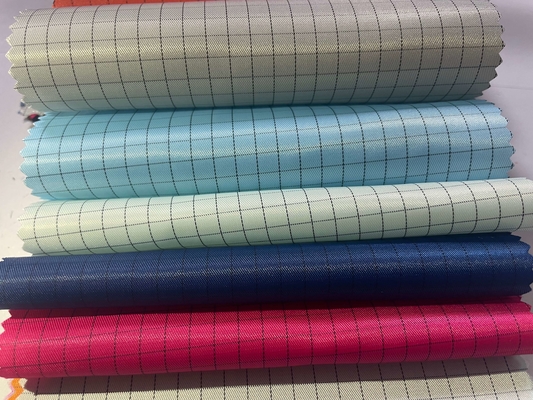 textile tissé antistatique d'ESD de polyester rose orange de grille de 5mm pour l'habillement antistatique