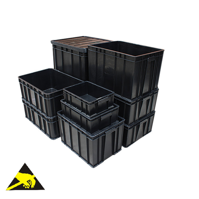 Plateau statique en plastique conducteur d'emballage de boîte d'ESD d'ESD de stockage caisse antistatique noire sûre composante de poubelles de petite petit anti