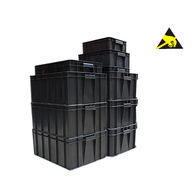 Boîte électronique en plastique noire antistatique permanente d'Esd Tote Conductive Carrying Caseesd Storage de conteneur d'Esd avec le couvercle