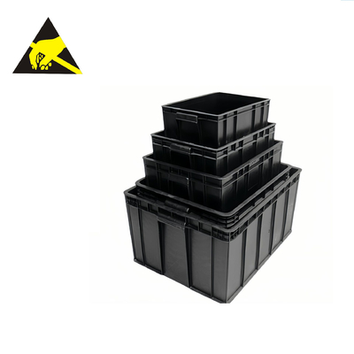 Boîte en plastique conductrice antistatique d'ESD de conteneurs de Tray With Dividers Black Antistatic de poubelle d'ESD de Cleanroom avec la couverture
