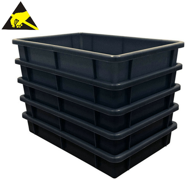 La boîte de rangement antistatique d'Esd de boîte de rangement de carte PCB d'Esd étire la caisse d'Esd de poubelles de récipient en plastique conducteur avec le couvercle