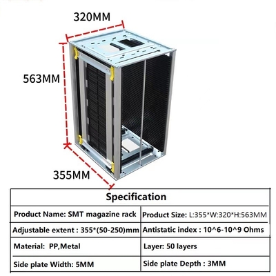 Le stockage pliable de carte PCB de SMT ESD en métal en plastique étire le porte-magazines conducteur