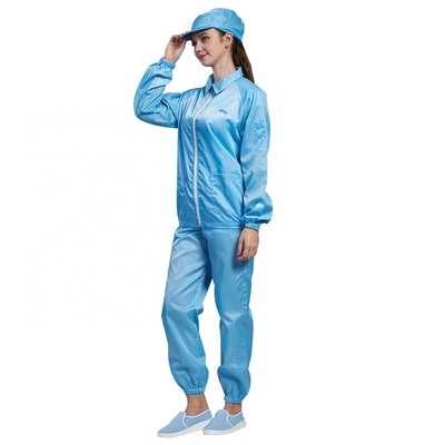 chemise statique de pièce propre de coton de polyester de vêtements de grille de 5mm anti