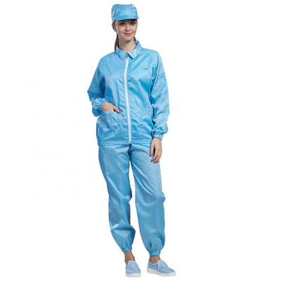 chemise statique de pièce propre de coton de polyester de vêtements de grille de 5mm anti