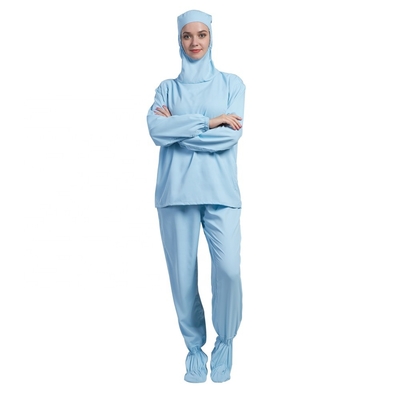 Pantalon de chemise de douille d'anti vêtements de travail statiques à capuchon de Cleanroom long