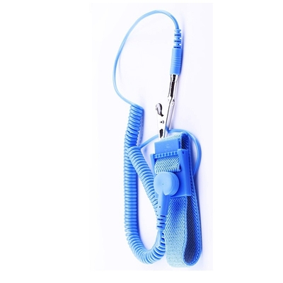 Anti PVC statique bleu réglable de dragonne d'ESD avec la corde de bobine