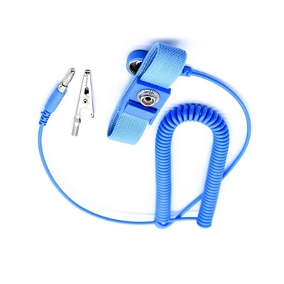 Anti PVC statique bleu réglable de dragonne d'ESD avec la corde de bobine