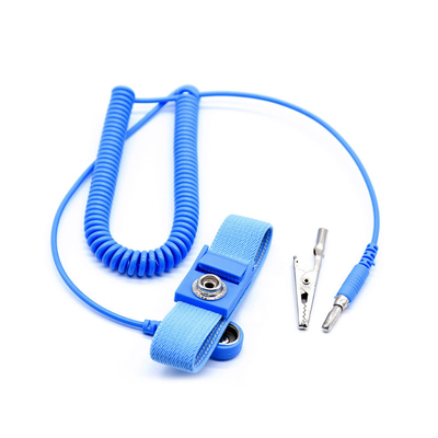 Anti PVC statique bleu réglable de dragonne d'ESD avec la corde de bobine