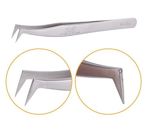 Extension droite de cil de paires de LashArt Vetus Lash Tweezers Curved Fine Point