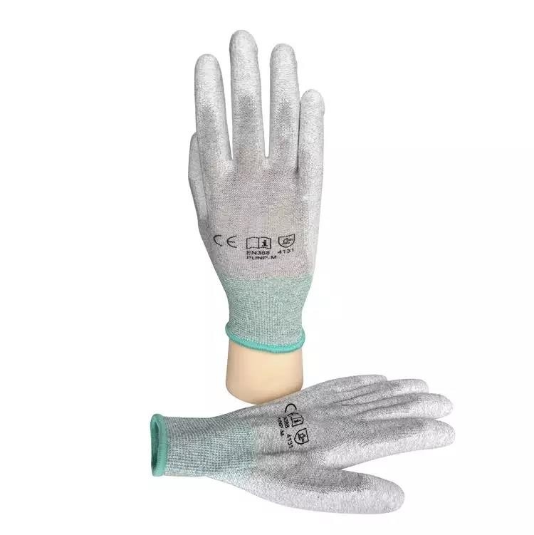 La paume enduite non pelucheuse d'unité centrale d'ESD d'anti gant statique d'ESD a adapté les gants antistatiques de travail de sécurité de fibre de carbone de gants