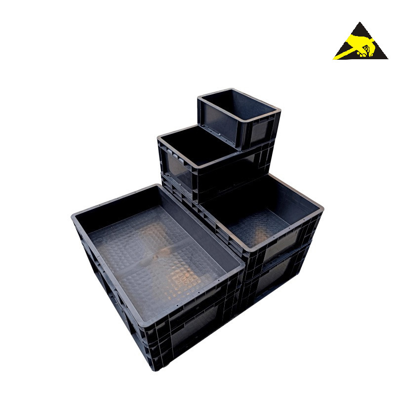 Boîte conductrice de l'Eurostat Esd de conteneur de boîte de Tray Anti Static Memory Tool de pièces de la petite poubelle sûre noire IC d'Esd avec la couverture